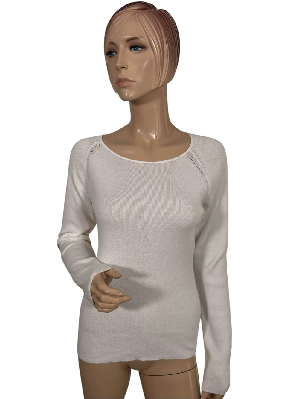 Margaret O’Leary Organic Cotton Raglan Sweater White Medium